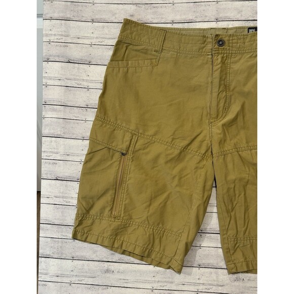 KUHL Mens Cargo Hiking Shorts Sz 36 Brown Khaki Vintage Patina Dye Trail Outdoor - Picture 2 of 16